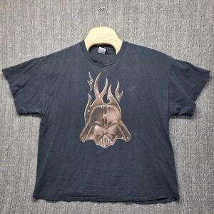 Star Wars Darth Vader‎ T-Shirt Men's XL Flaming Helmet Graphic Y2K Grunge Black